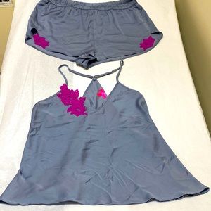 Betsey Johnson Floral-Embroidered Pajama set